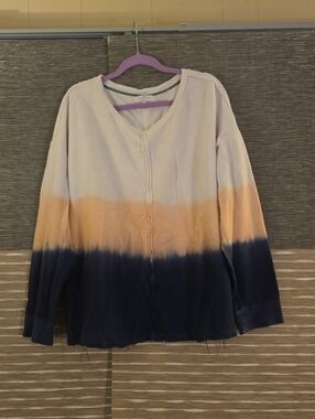 new directions White Pink Blue Ombre Lightweight Pullover Sweatshirt
